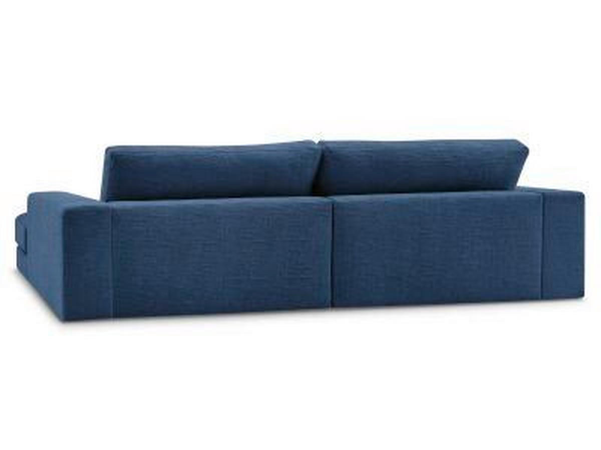 ECKSOFA Ottomane links  LEONARD Dunkelblau Struktur  - Schwarz/Dunkelblau, MODERN, Kunststoff/Textil (159/234cm)