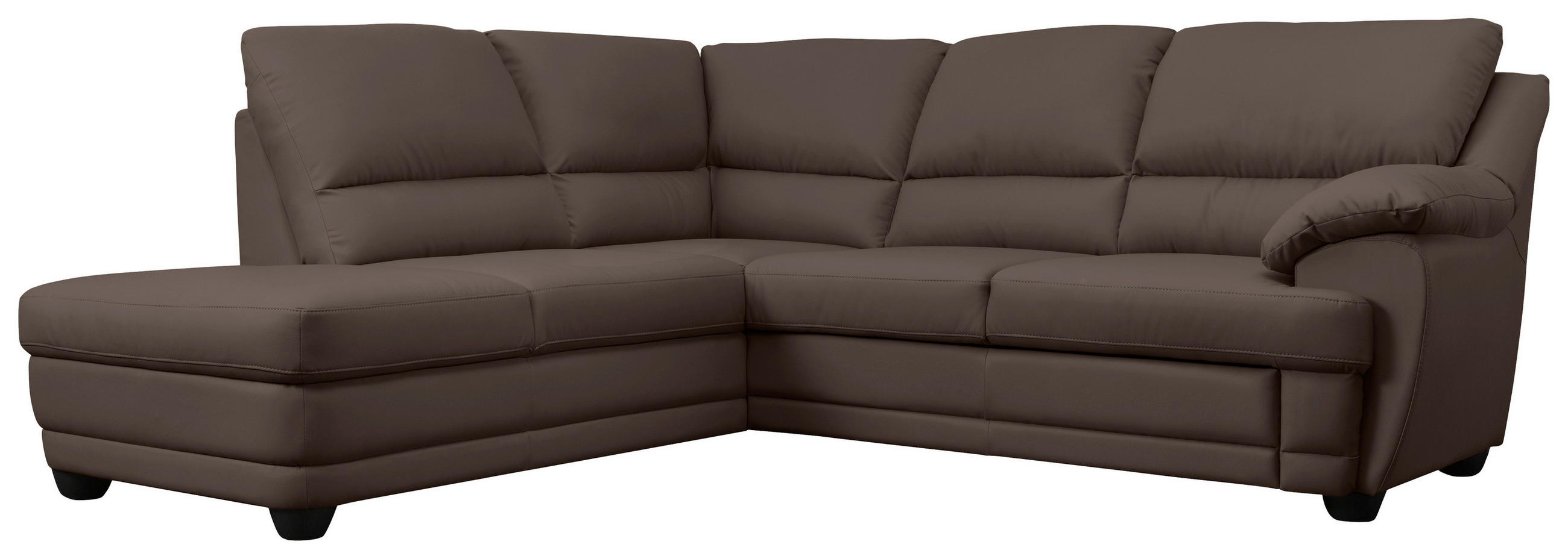 ECKSOFA Braun Lederlook Rücken echt  - Braun, Design, Kunststoff/Textil (225/245cm) - Livetastic