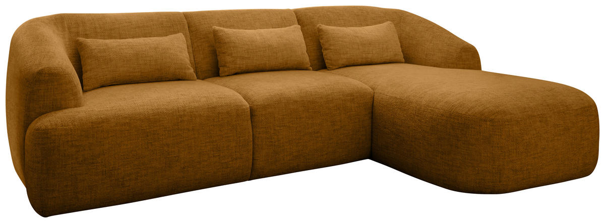 ECKSOFA in Struktur Goldfarben  - Goldfarben/Schwarz, Modern, Kunststoff/Textil (256/160cm) - Livetastic