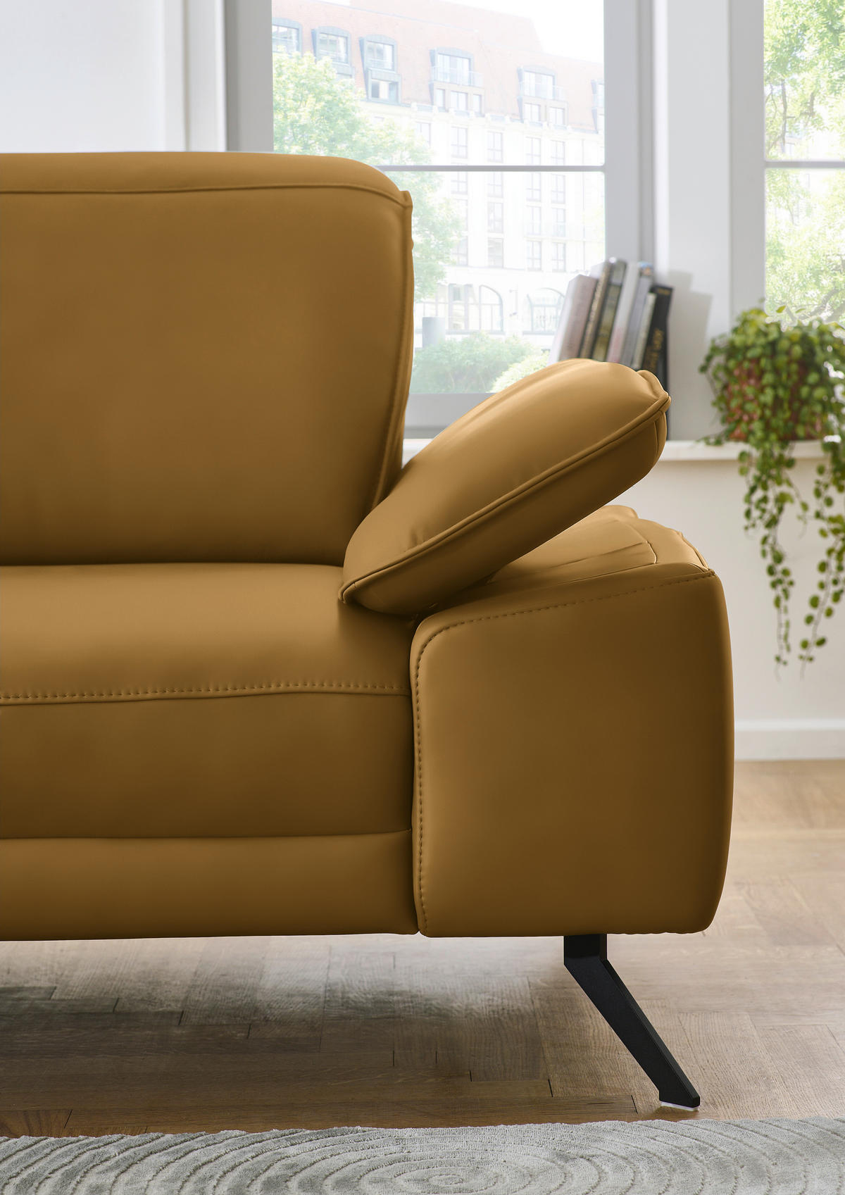 ECKSOFA in Echtleder Currygelb  - Currygelb/Schwarz, Design, Leder/Metall (193/332cm) - Dieter Knoll