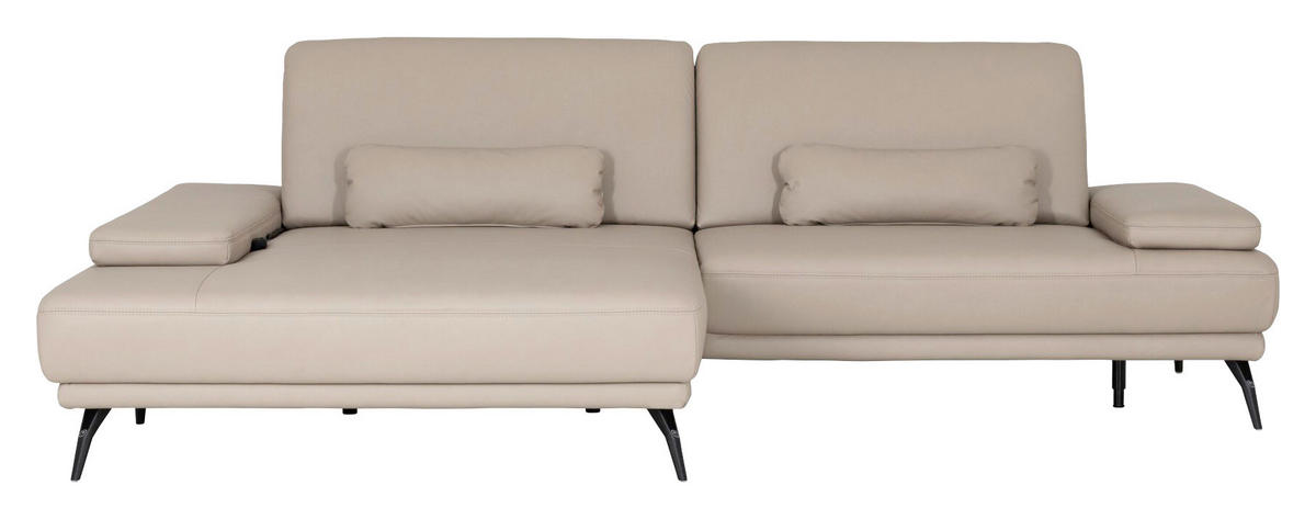 ECKSOFA JOOP! STUDIO Beige Echtleder  - Beige/Schwarz, KONVENTIONELL, Leder/Metall (180/301cm) - Joop!