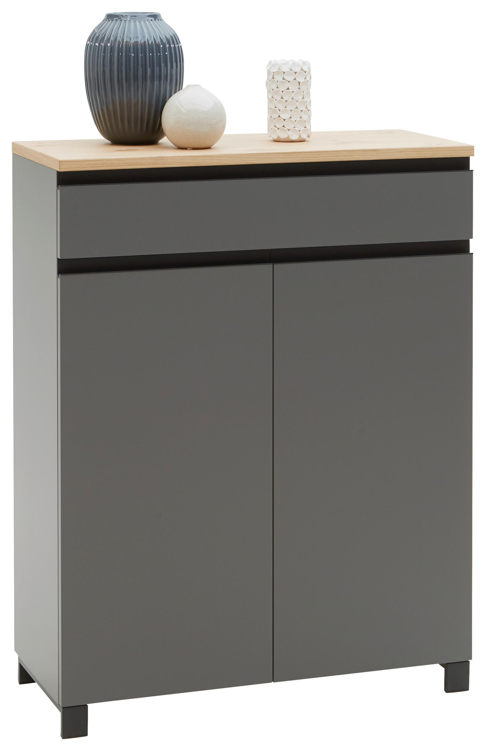 SCHUHSCHRANK Balkeneiche furniert Grau, Eichefarben - Eichefarben/Anthrazit, Design, Holz/Holzwerkstoff (84/108/37cm) - Dieter Knoll