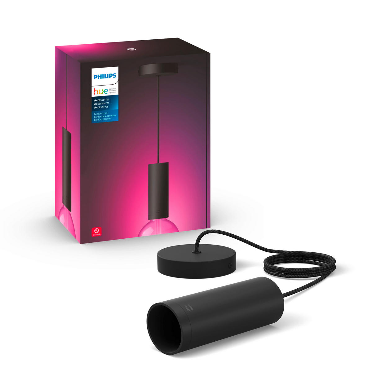 SCHNURPENDEL 11,5/5,78/25 cm    - Schwarz, Basics, Metall (11,5/5,78/25cm) - Philips HUE