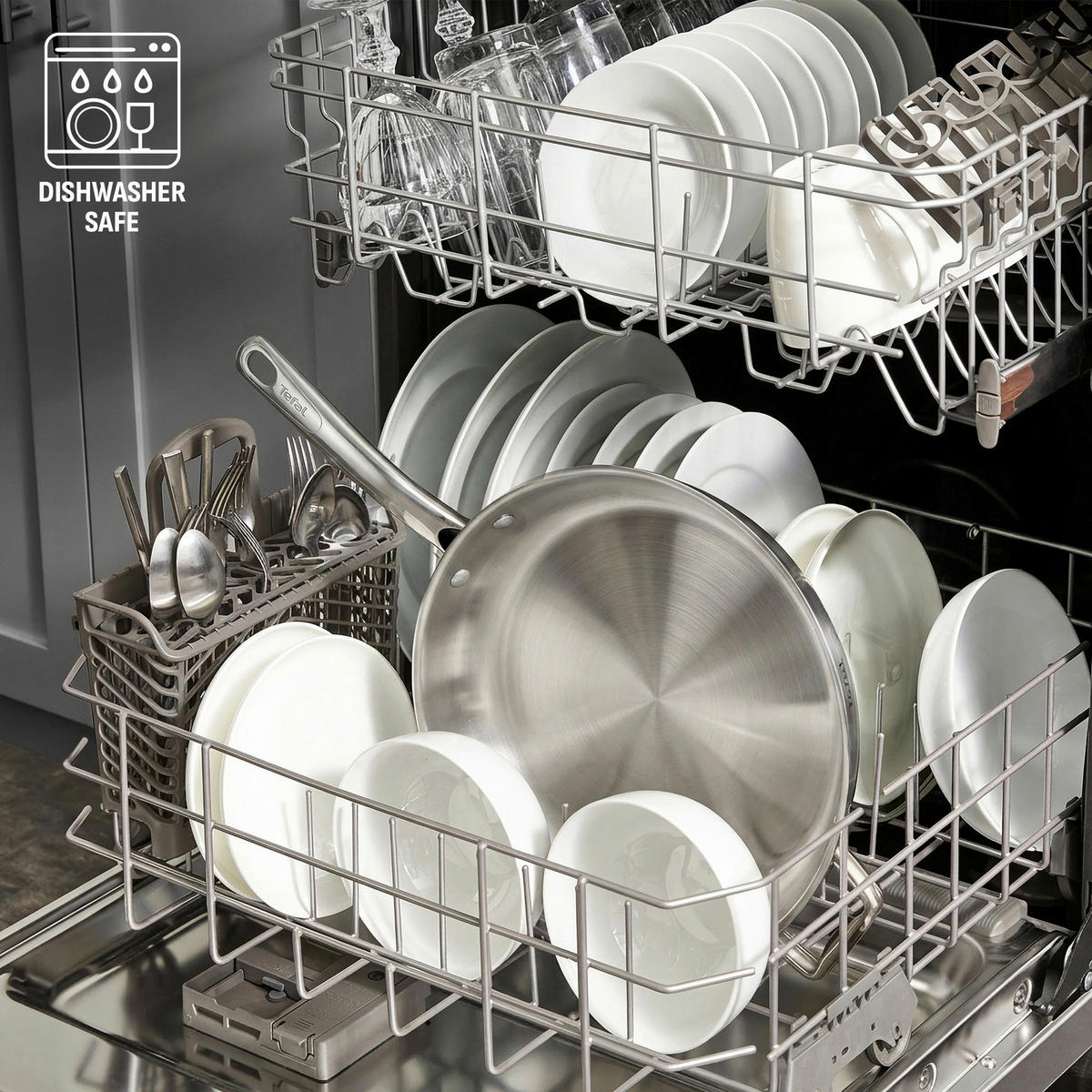 SET PONEV nerjaveče jeklo 2-delni  - barve nerjavečega jekla, Basics, kovina - Tefal
