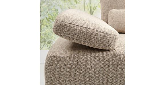 ECKSOFA in Flachgewebe Hellbraun  - Hellbraun/Schwarz, Natur, Holz/Textil (314/176cm) - Valnatura