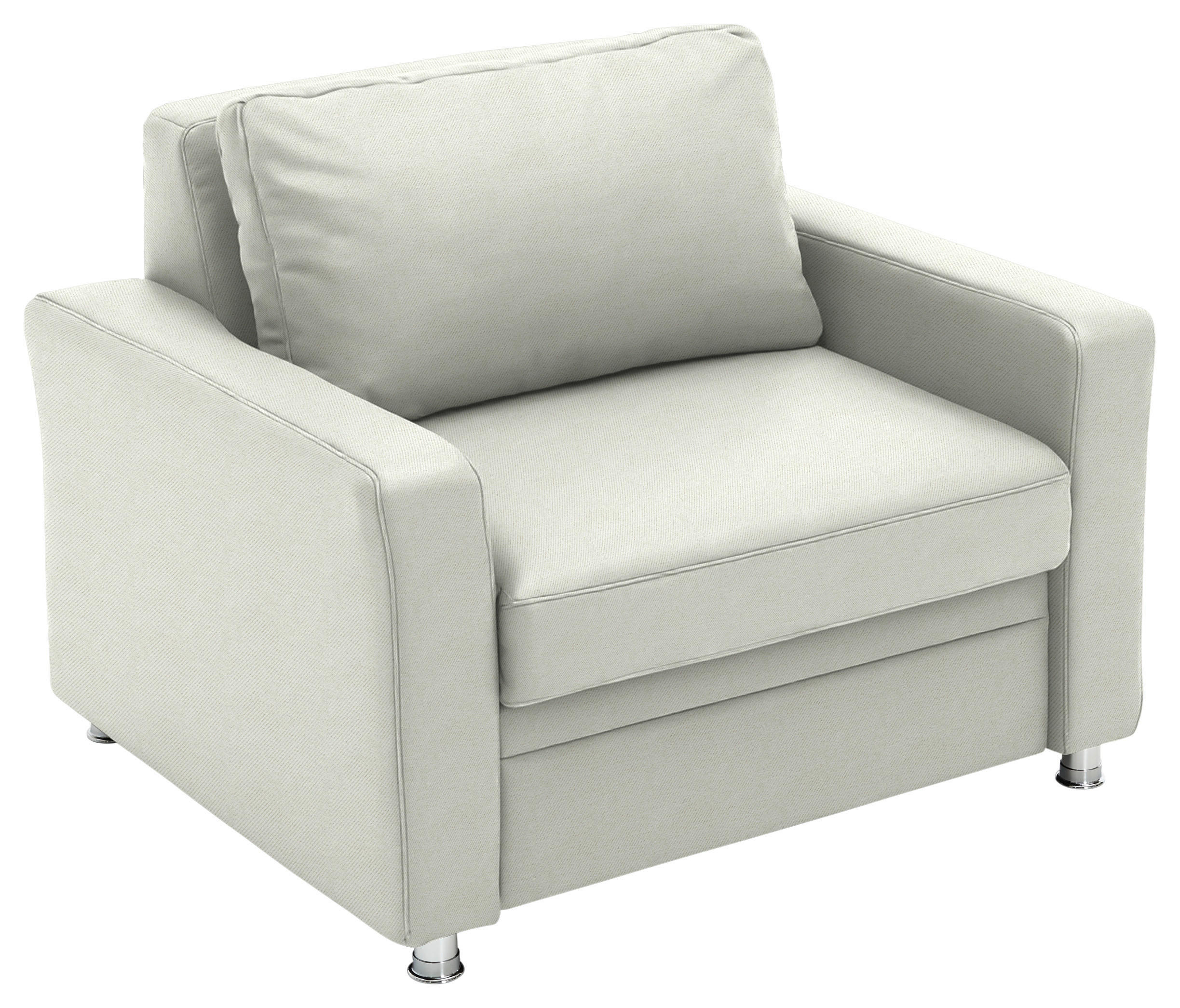 SCHLAFSESSEL Chenille Weiss  - Weiss/Alufarben, Konventionell, Textil/Metall (106/90/100cm) - Beldomo Style