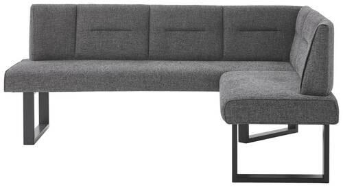 ECKBANK in Metall, Textil Graphitfarben  - Schwarz/Graphitfarben, Design, Textil/Metall (202/152cm) - Valdera