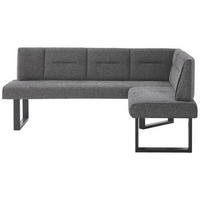 ECKBANK in Metall, Textil Graphitfarben  - Schwarz/Graphitfarben, Design, Textil/Metall (202/152cm) - Valdera