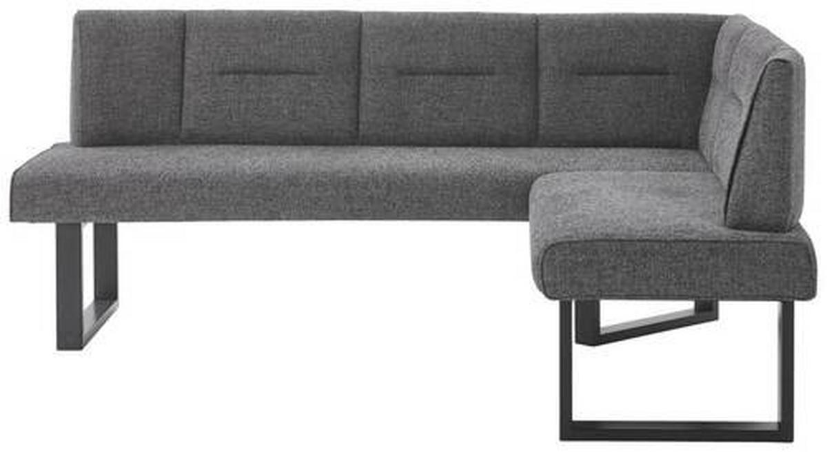 ECKBANK in Metall, Textil Graphitfarben  - Schwarz/Graphitfarben, Design, Textil/Metall (202/152cm) - Valdera