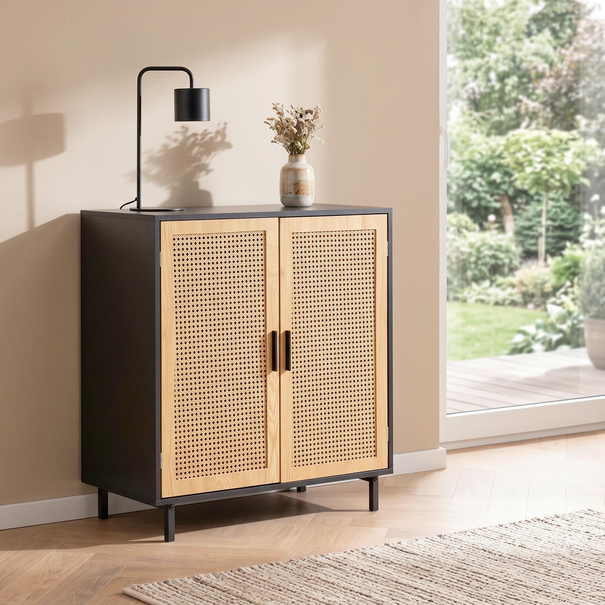 Comodă 80/86,5/40 cm  - maro/negru, Konventionell, metal/material pe bază de lemn (80/86,5/40cm) - Livetastic