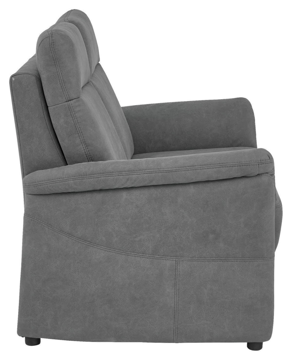 2,5-SITZER Mikrofaser Dunkelgrau  - Dunkelgrau/Schwarz, Konventionell, Kunststoff/Textil (170/98/91cm) - Elegando