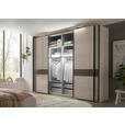 SCHWEBETÜRENSCHRANK 330/236/67 cm 4-türig Schieferfarben, Graubraun  - Schieferfarben/Graubraun, KONVENTIONELL, Glas/Holzwerkstoff (330/236/67cm) - Novel