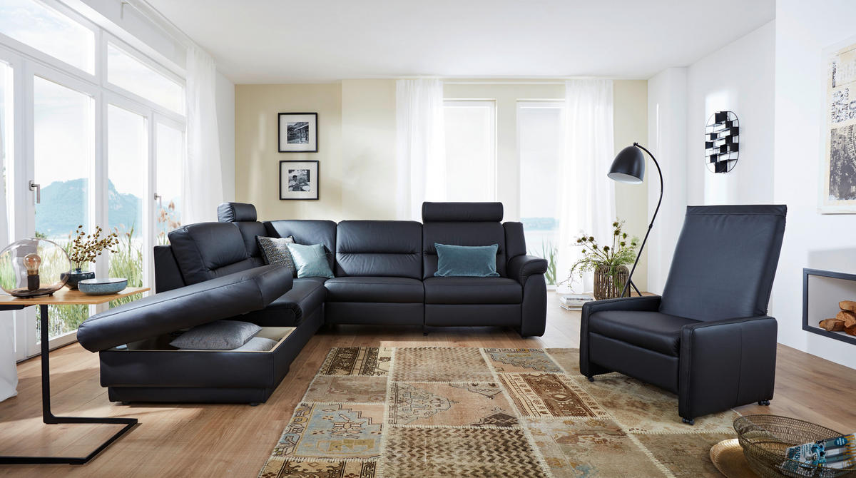 ECKSOFA in Echtleder Schwarz  - Schwarz, Konventionell, Leder (234/267cm) - Himolla
