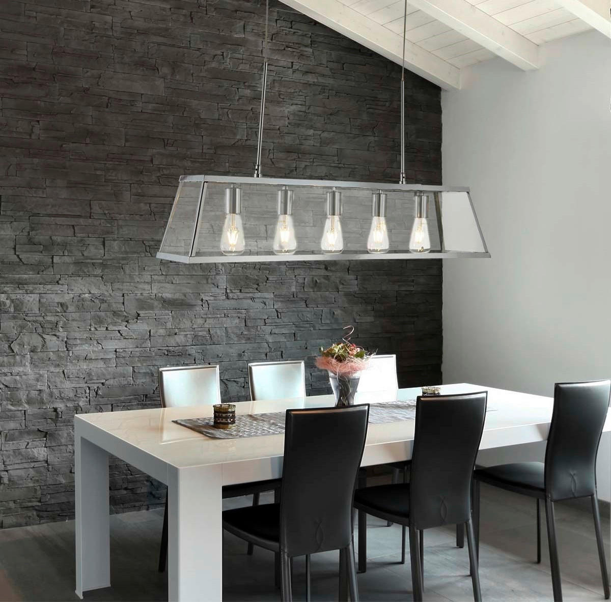 HÄNGELEUCHTE Voyager   - Chromfarben, MODERN, Glas/Metall (90/100/20cm) - Searchlight