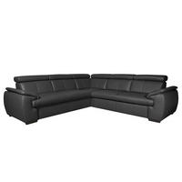 ECKSOFA Schwarz Echtleder  - Schwarz, Design, Leder/Holz (265/265cm) - Livetastic