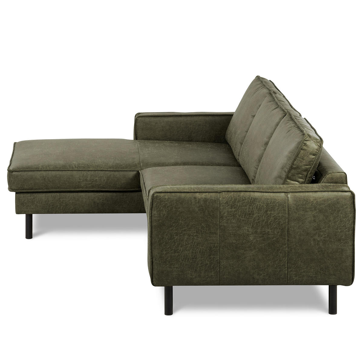 ECKSOFA Grün Echtleder Lederlook Rücken echt  - Grün, Design, Leder/Textil (166/238cm) - Livetastic
