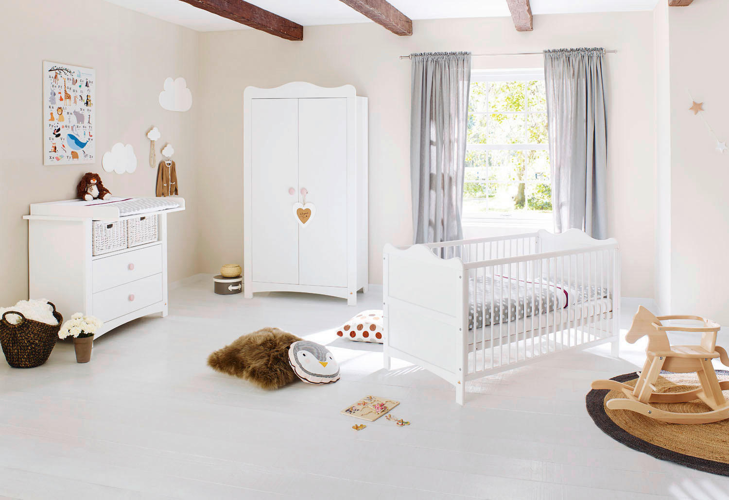 BABYZIMMER FLORENTINA  - Weiß, ROMANTIK / LANDHAUS, Holz/Holzwerkstoff - Pinolino