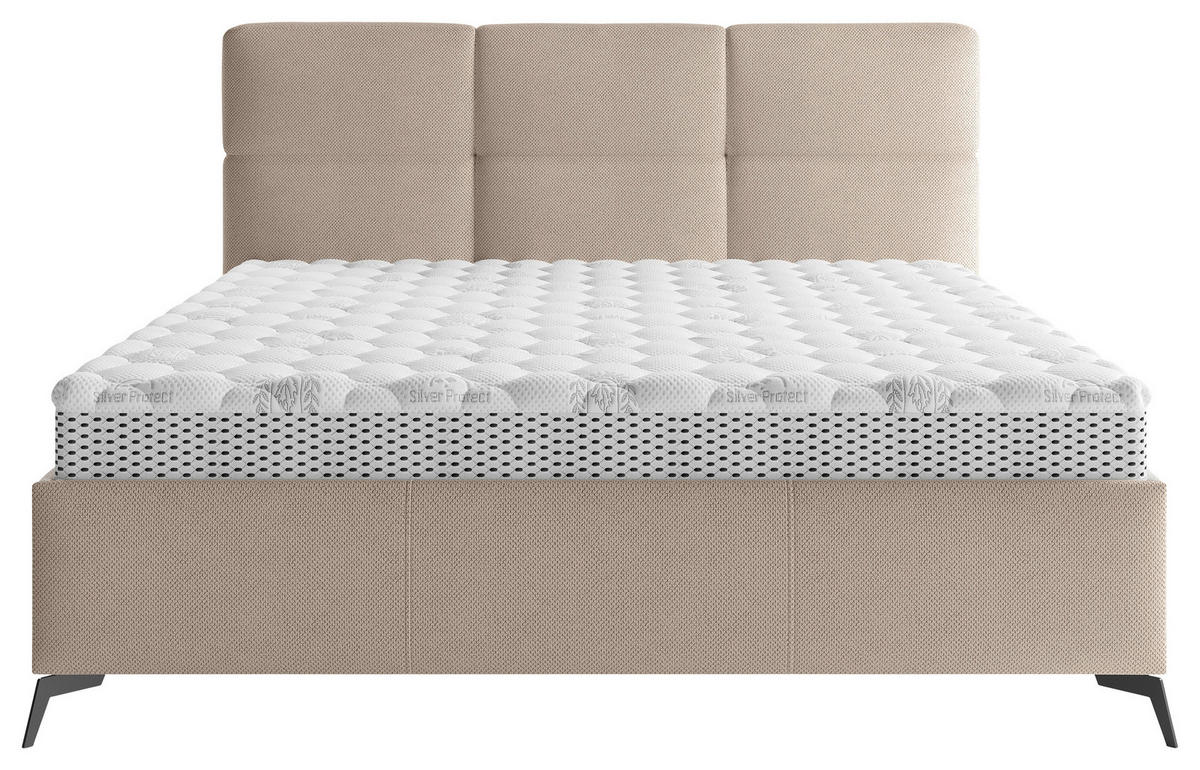 POLSTERBETT gepolstertes Kopfteil, Lattenrost 140/200 cm  in Hellbraun  - Hellbraun/Schwarz, MODERN, Holz/Textil (140/200cm) - Boxxx