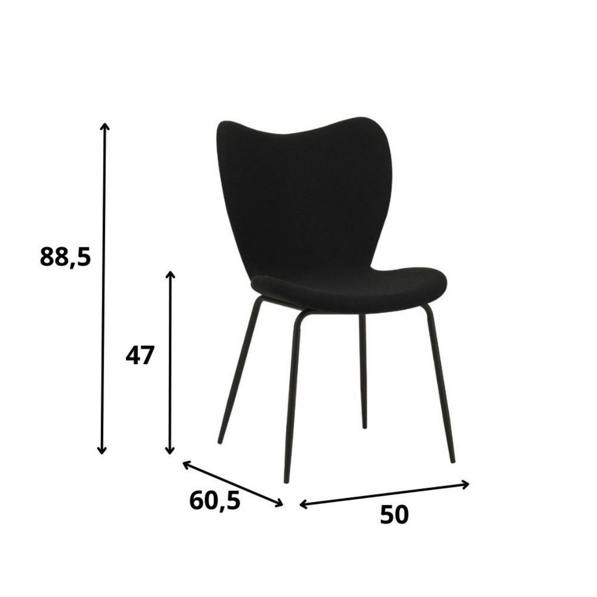 SADA ŽIDLÍ 2 kusy - černá, Moderní, kov/textil (50/88,5/42cm) - MID.YOU