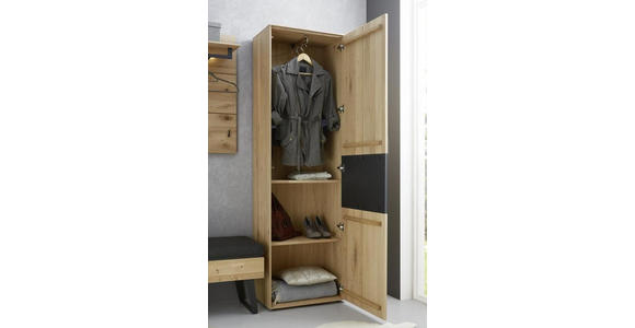 GARDEROBENSCHRANK 60/196/39 cm  - Eichefarben/Anthrazit, Natur, Holz/Metall (60/196/39cm) - Valnatura