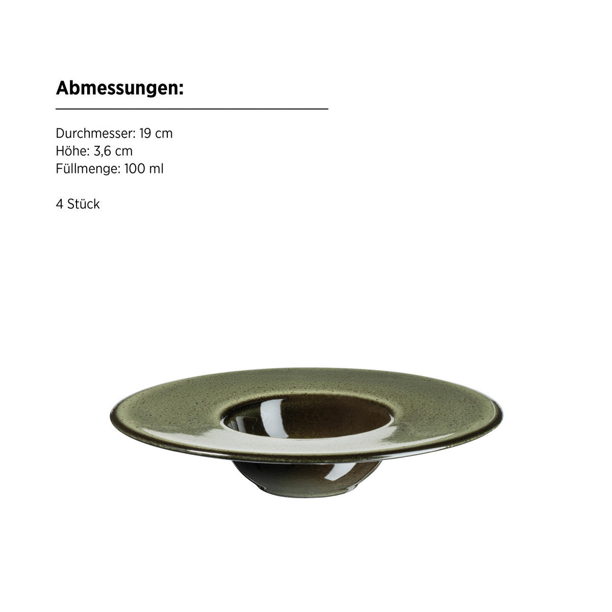 TELLERSET Ambitious 4-teilig  - Schwarz/Grün, Trend, Keramik (19cm) - Mäser