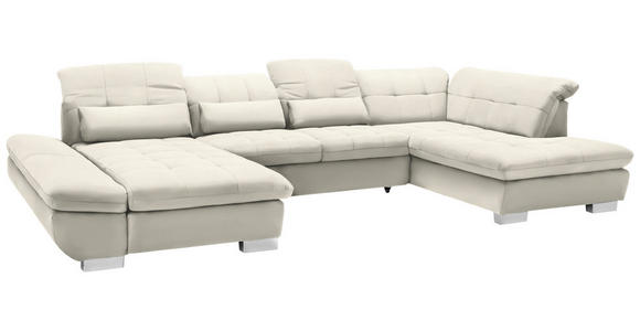 WOHNLANDSCHAFT  in Mikrofaser Weiß  - Chromfarben/Weiß, Design, Kunststoff/Textil (204/350/211cm) - Xora