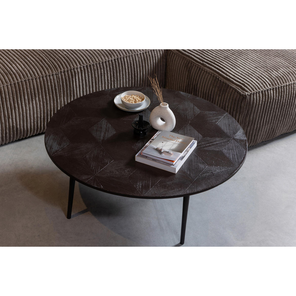 ECKSOFA Bean Cognac Kombination Echtleder/Stoff Lederlook  - Cognac/Schwarz, Design, Leder/Kunststoff (305/175cm) - Livetastic