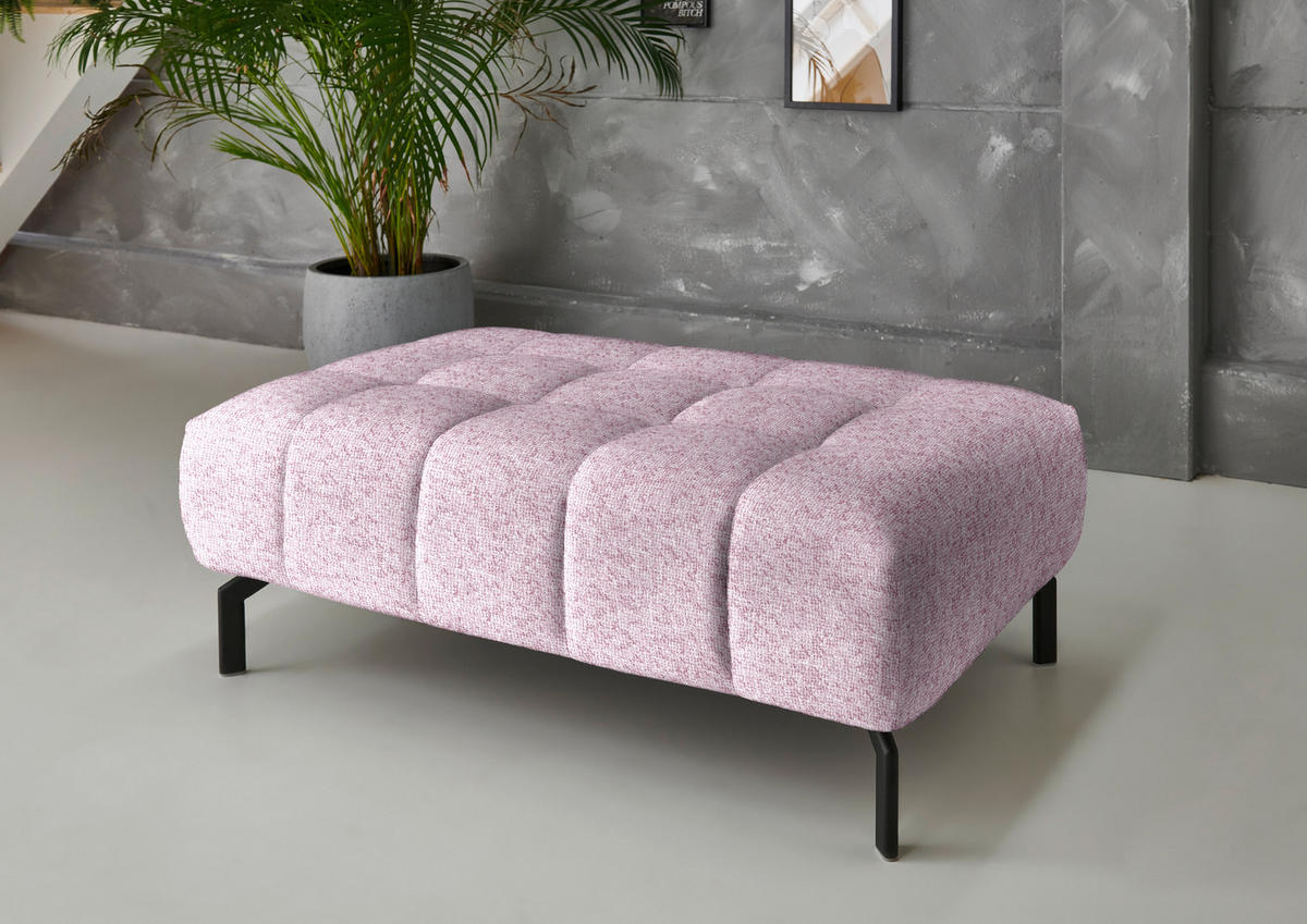 ECKSOFA in Chenille Rosa  - Schwarz/Rosa, Design, Textil/Metall (222/323cm) - Beldomo Style