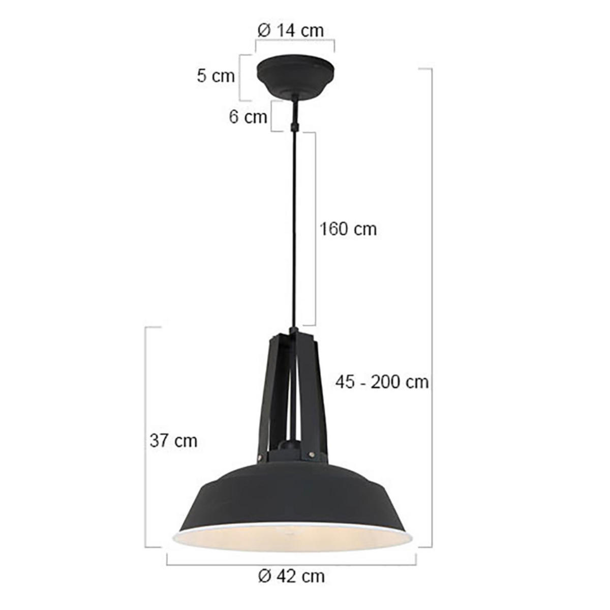 PENDELLEUCHTE  42/45-200/42 cm   - Schwarz, Trend, Metall (42/45-200/42cm)