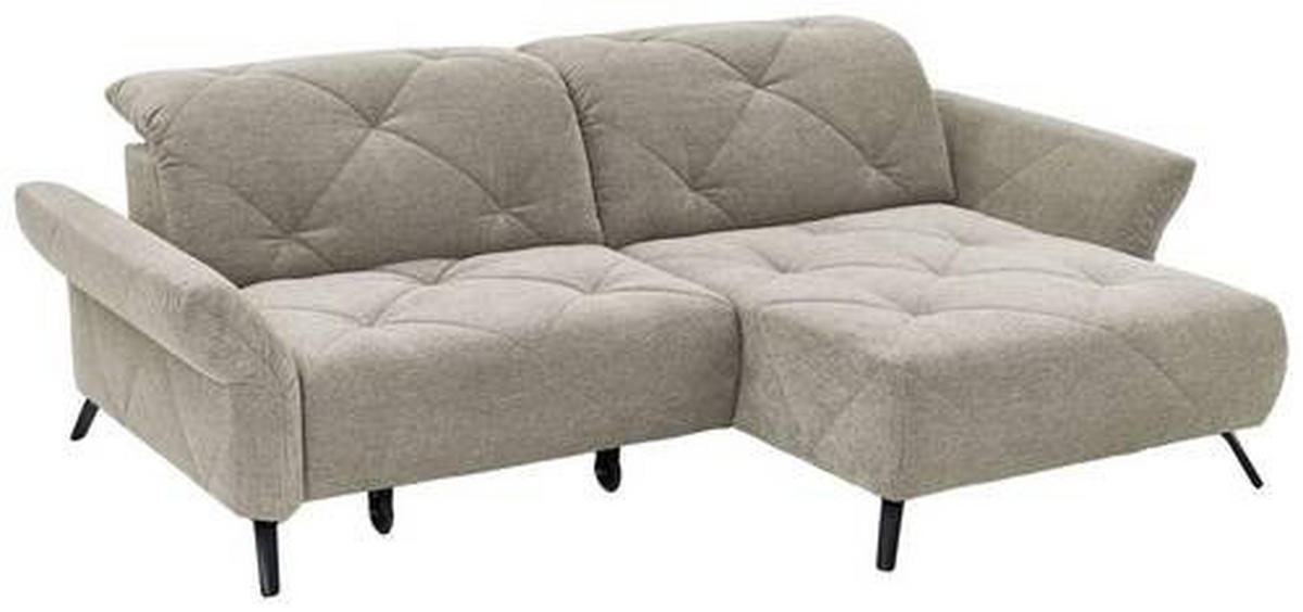 ECKSOFA in Webstoff Hellgrau  - Hellgrau/Schwarz, Design, Textil/Metall (244/173cm) - Moderano