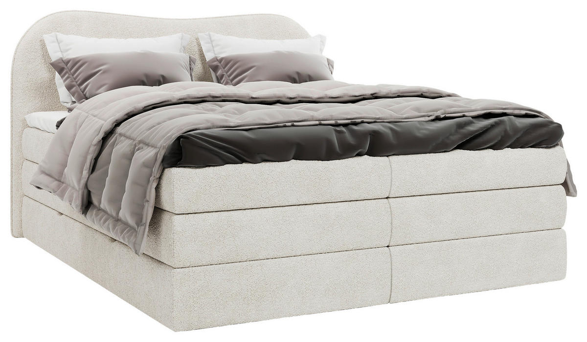 BOXSPRINGBETT 140/200 cm,  in Beige, gepolstertes Kopfteil, Bettkasten, Topper, Matratzen, H3 + H3 = fest  - Beige/Schwarz, Design, Holz/Holzwerkstoff (140/200cm) - Chameo