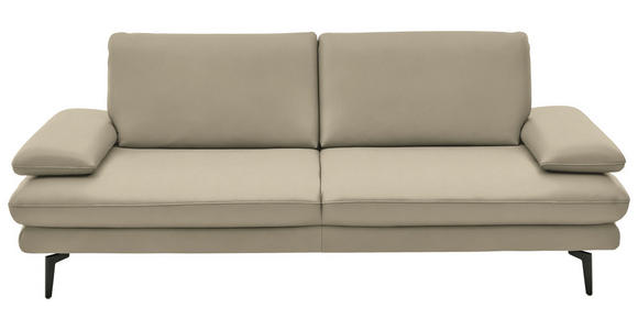 3-SITZER-SOFA  in Echtleder Creme, Naturfarben   - Creme/Schwarz, Design, Leder/Metall (222/86/104cm) - Dieter Knoll
