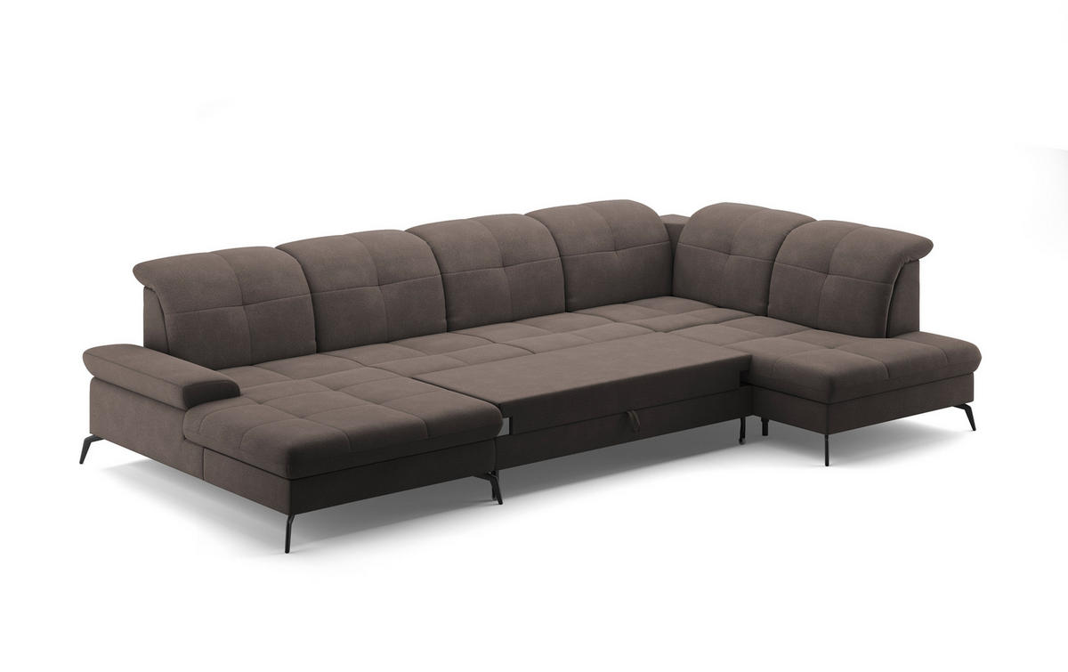 WOHNLANDSCHAFT in Flachgewebe Graphitfarben  - Schwarz/Graphitfarben, Konventionell, Textil/Metall (185/357/231cm) - Sit & More
