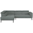 ECKSOFA in Chenille Silberfarben  205/280 cm  - Silberfarben/Schwarz, Design, Textil/Metall (205/280cm) - Xora