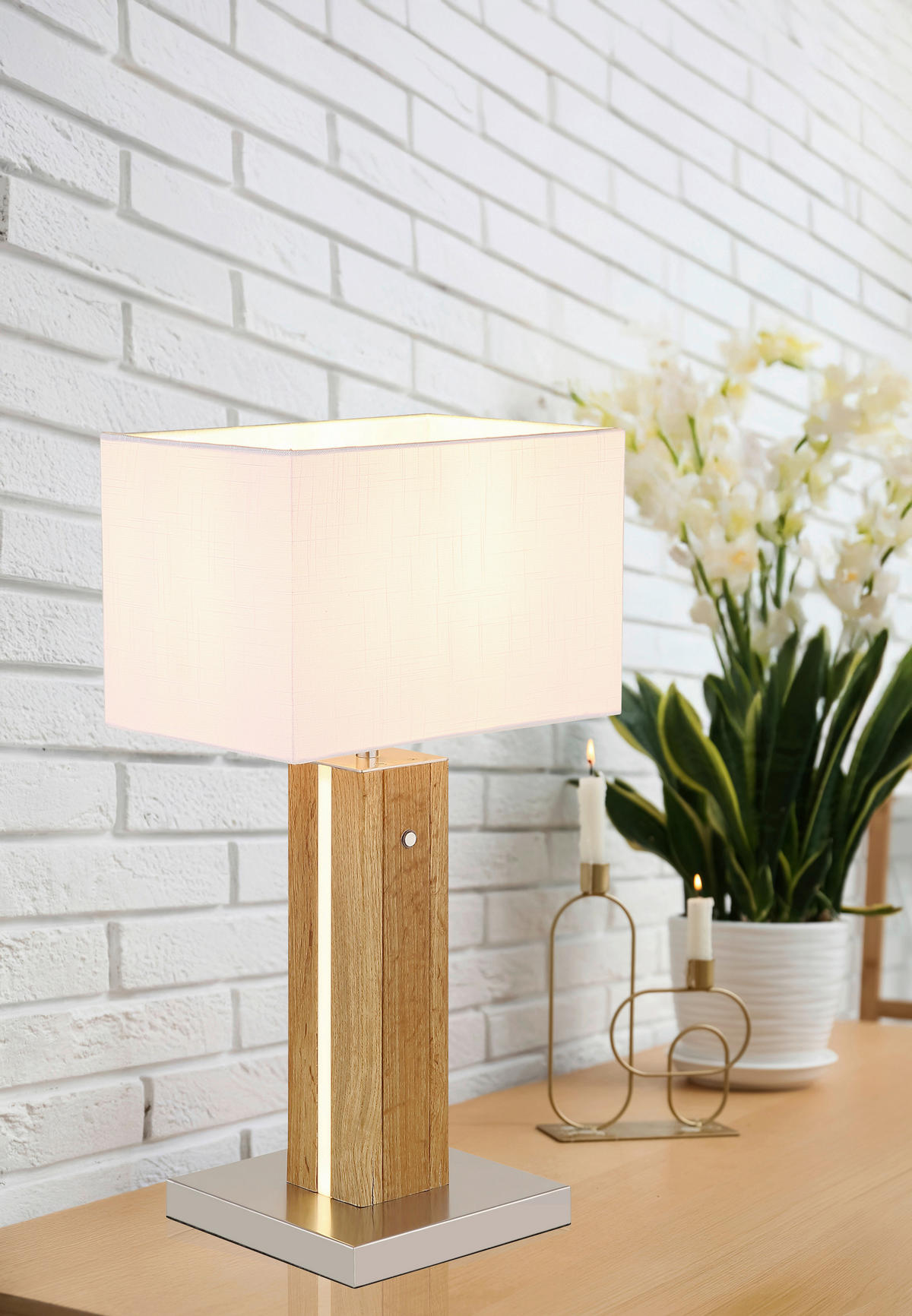 TISCHLEUCHTE Forest 30/20/56 cm  - Chromfarben/Transparent, Design, Holzwerkstoff/Kunststoff (30/20/56cm) - Globo