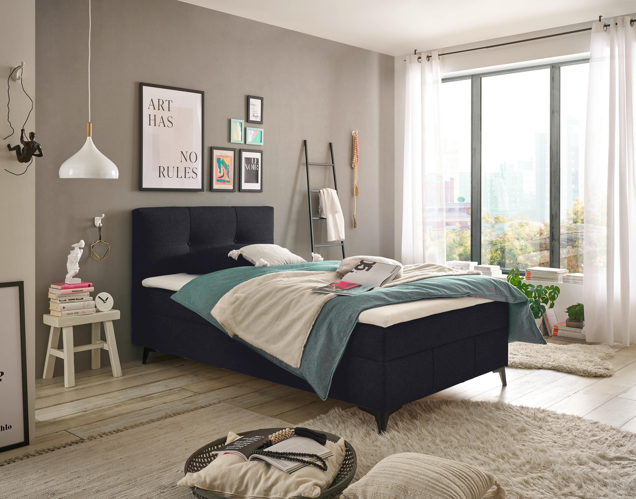 BOXBETT 120/200 cm  in Schwarz  - Schwarz, Basics, Holzwerkstoff/Textil (120/200cm) - Xora