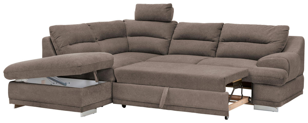 WOHNLANDSCHAFT Braun Chenille  - Chromfarben/Braun, KONVENTIONELL, Textil/Metall (217/264cm) - MID.YOU