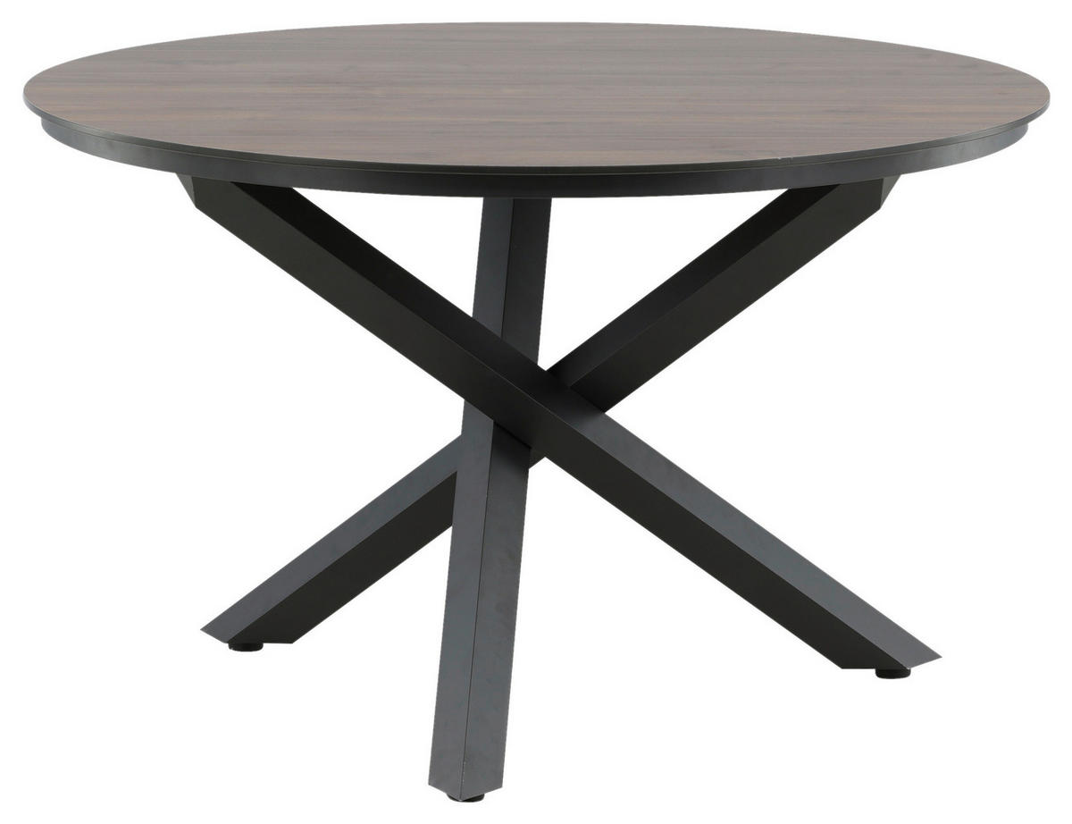 GARTENTISCH Metall, Kunststoff Braun, Schwarz rund  - Schwarz/Braun, KONVENTIONELL, Kunststoff/Metall (120/120/75cm) - Gardenson