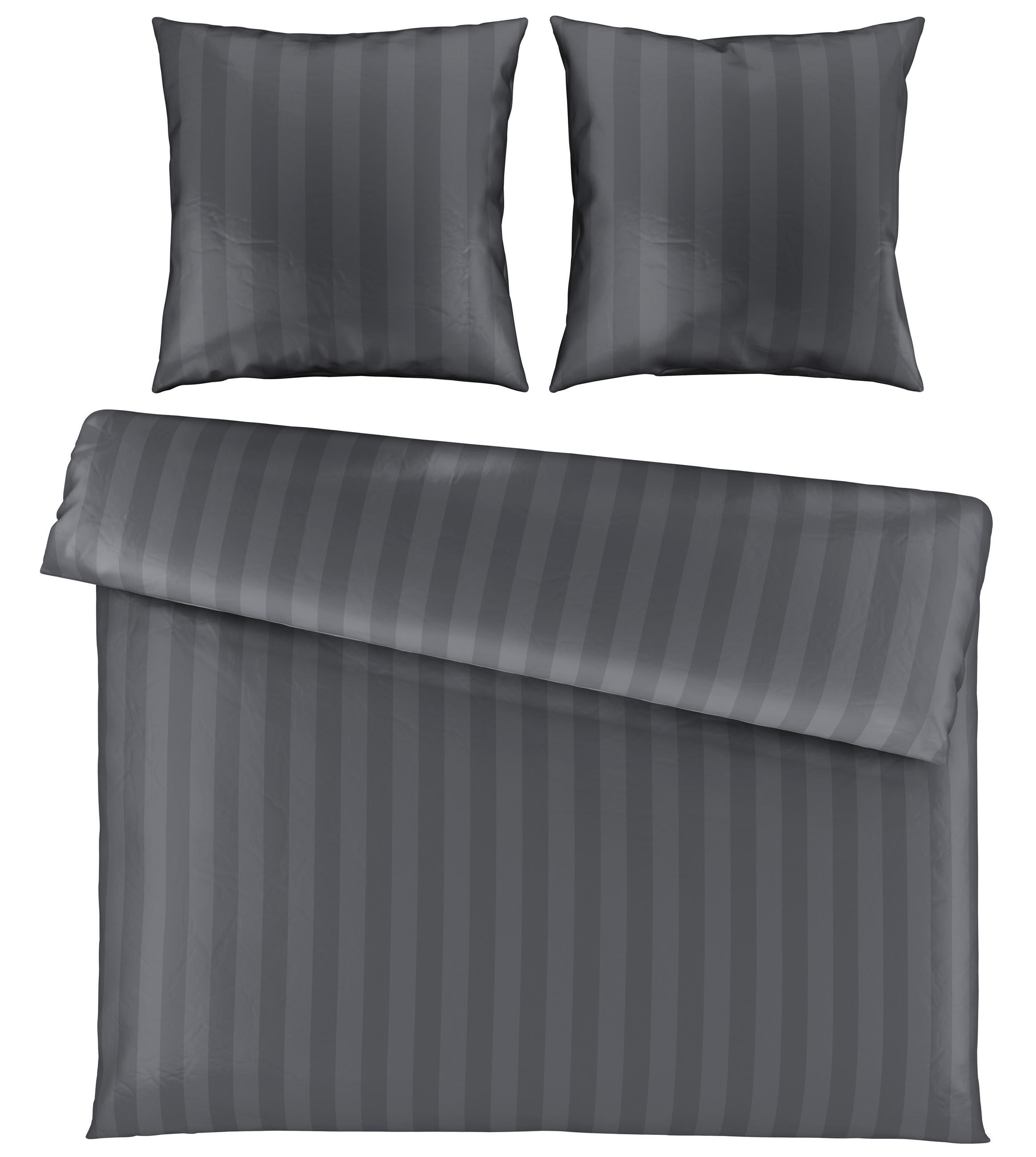 BETTWÄSCHE 200/200 cm Dobby Satin  - Anthrazit, KONVENTIONELL, Textil (200/200cm) - Novel
