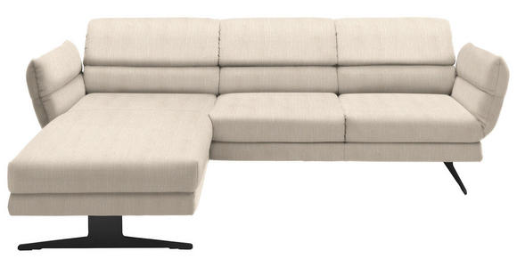 ECKSOFA  in Flachgewebe Magnolie  176-217/279-327 cm  - Magnolie/Schwarz, Design, Textil/Metall (176-217/279-327cm) - Dieter Knoll