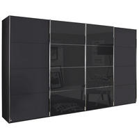 SCHWEBETÜRENSCHRANK in Graphitfarben, Schwarz  - Chromfarben/Graphitfarben, Konventionell, Glas/Holzwerkstoff (361/235/68cm) - Novel