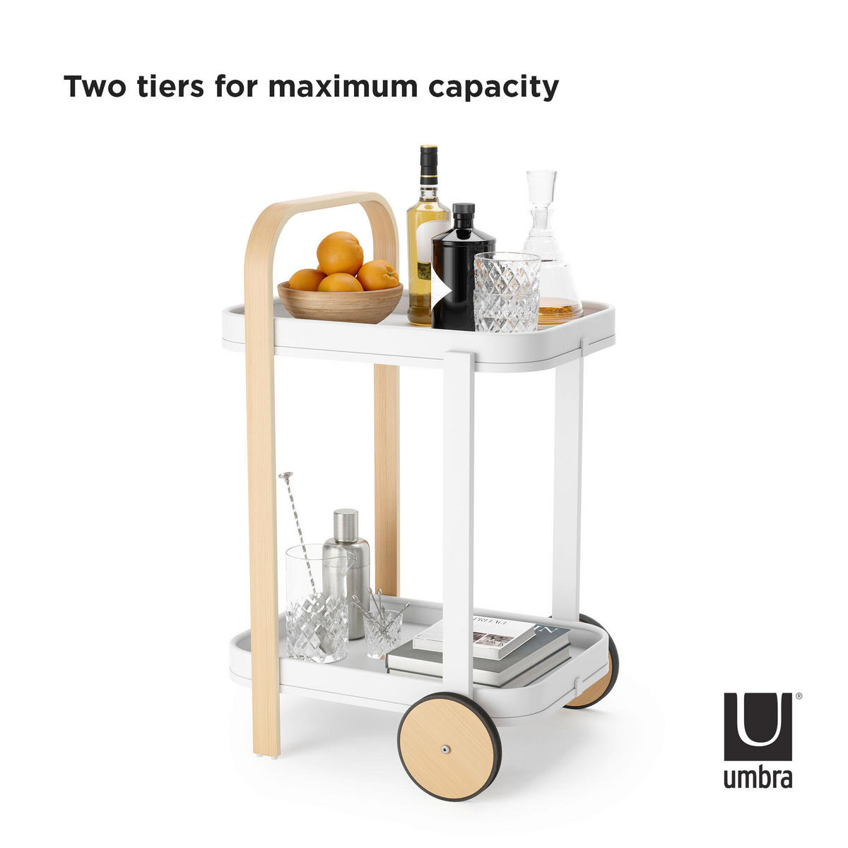 SERVIERWAGEN in Naturfarben, Weiß  - Naturfarben/Weiß, Basics, Metall (44/80/50cm) - Umbra