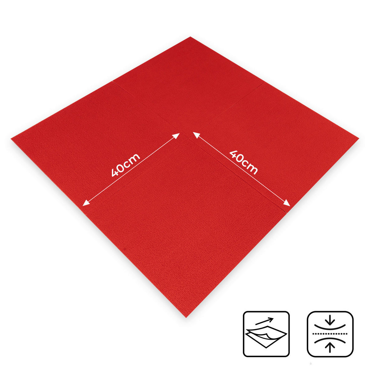 TEPPICHFLIESE - Rot, Basics, Kunststoff/Textil (40/40cm) - Esposa