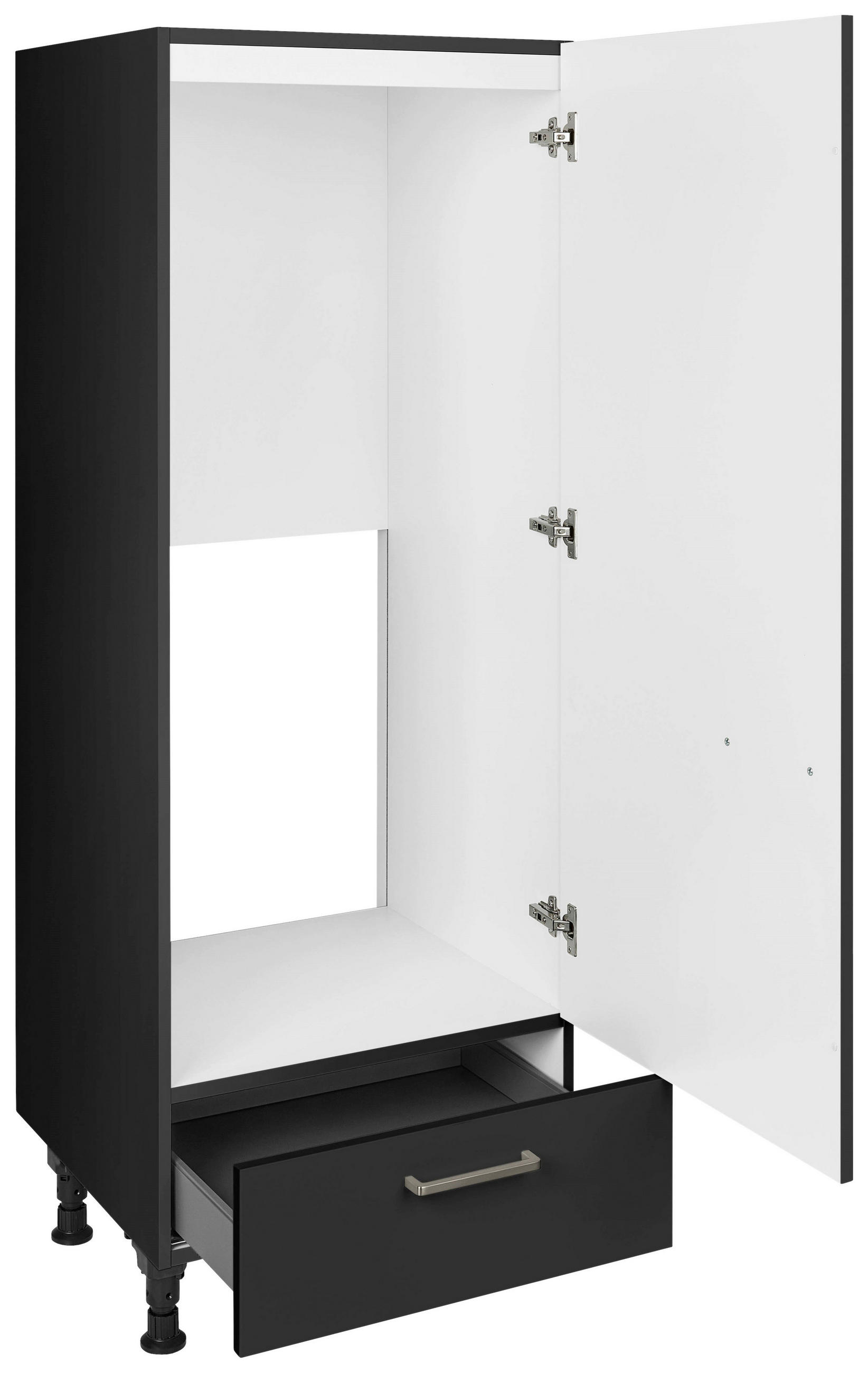 GERÄTEUMBAUSCHRANK 60/168/58 cm in Schwarz - Edelstahlfarben/Schwarz, MODERN, Holzwerkstoff/Metall (60/168/58cm) - Nobilia