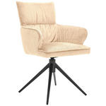 ARMLEHNSTUHL  Typenauswahl, inklusive Armlehnen Velours  Creme  - Creme/Schwarz, Design, Textil/Metall (58/91/62cm) - Dieter Knoll