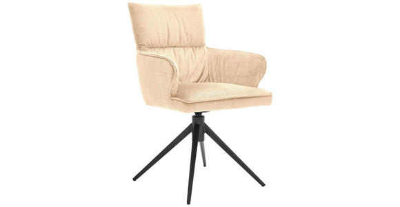 ARMLEHNSTUHL  Typenauswahl, inklusive Armlehnen Velours  Creme  - Creme/Schwarz, Design, Textil/Metall (58/91/62cm) - Dieter Knoll