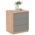 NACHTSCHRANK 50/60/40 cm Eiche massiv  - Taupe/Eichefarben, Natur, Glas/Holz (50/60/40cm) - Linea Natura