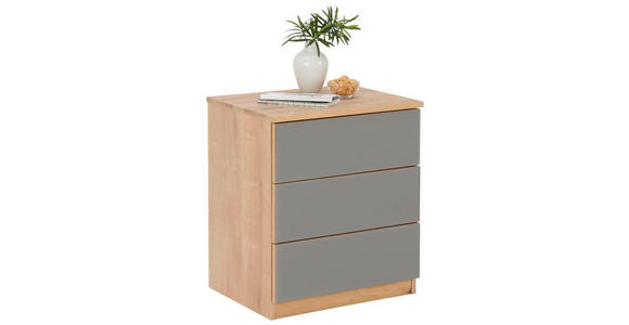 NACHTSCHRANK 50/60/40 cm Eiche massiv  - Taupe/Eichefarben, Natur, Glas/Holz (50/60/40cm) - Linea Natura