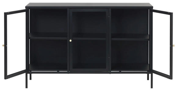 SIDEBOARD 132/85/40 cm  - Goldfarben/Schwarz, Trend, Glas/Metall (132/85/40cm) - Xora