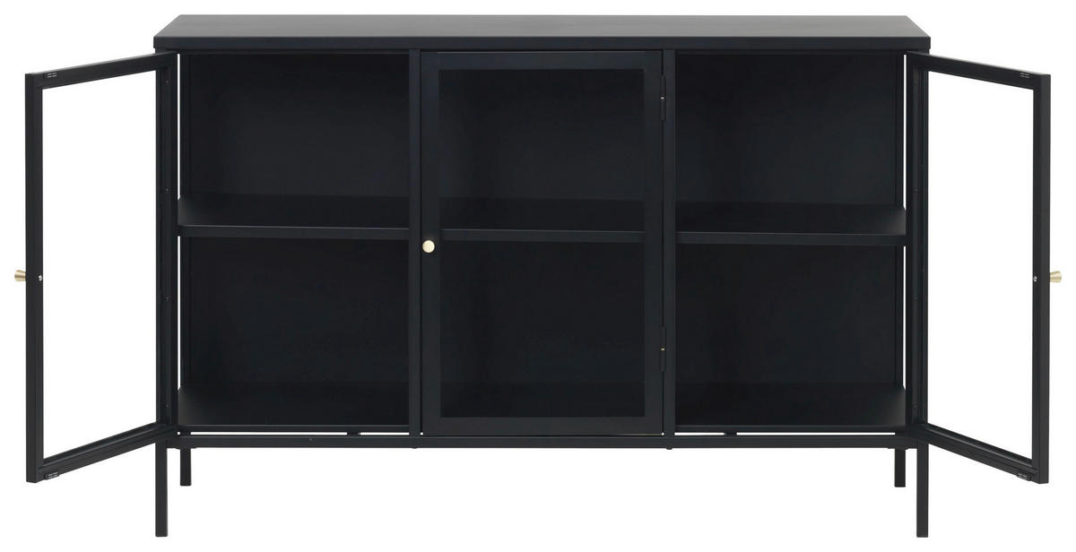 SIDEBOARD Schwarz  132/85/40 cm  - Goldfarben/Schwarz, Trend, Glas/Metall (132/85/40cm) - Xora
